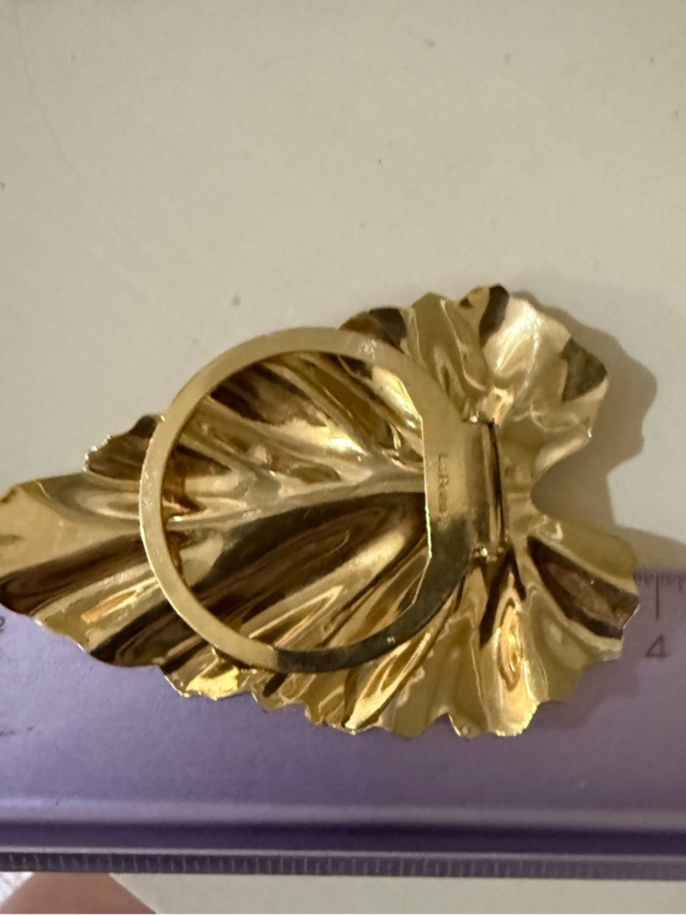 Vintage Oversized Large Leaf Scarf Clip By La Donna - Picture 9 of 9
